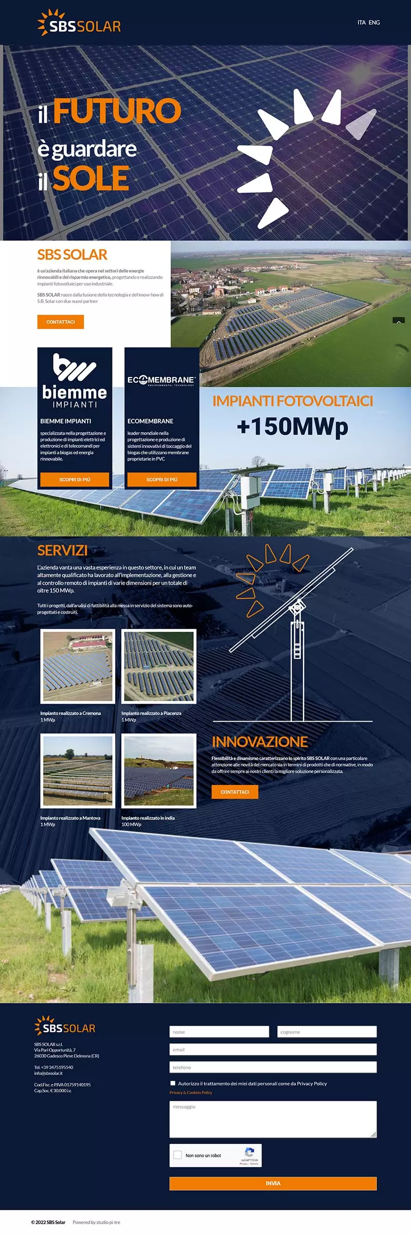 sito web SBS Solar con wordpress